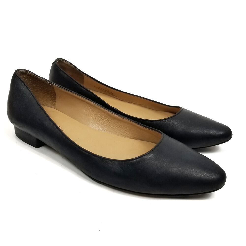 Talbots Black Pointed Toe Leather Flats Size 7